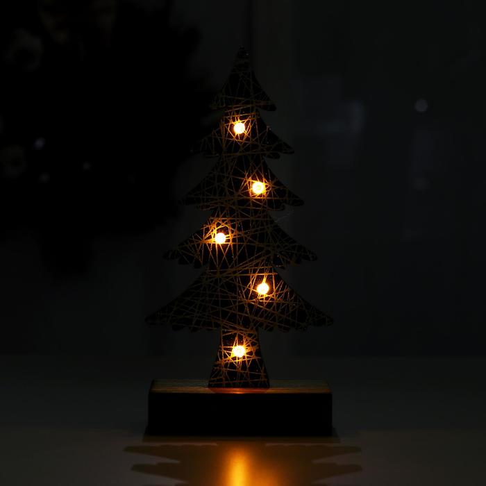 Новогодний декор с подсветкой «Новогодняя ель» 9×5×19 см, зелёный - фото 1907292692