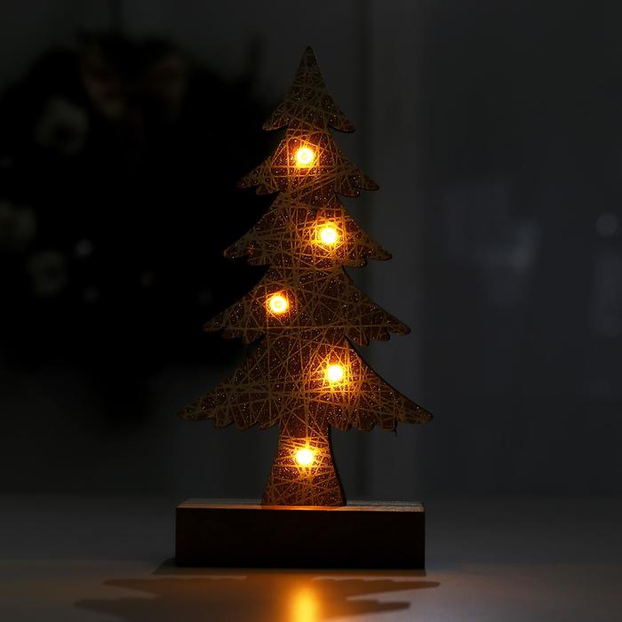 Новогодний декор с подсветкой «Новогодняя ель» 9×5×19 см, белый - фото 1907292700