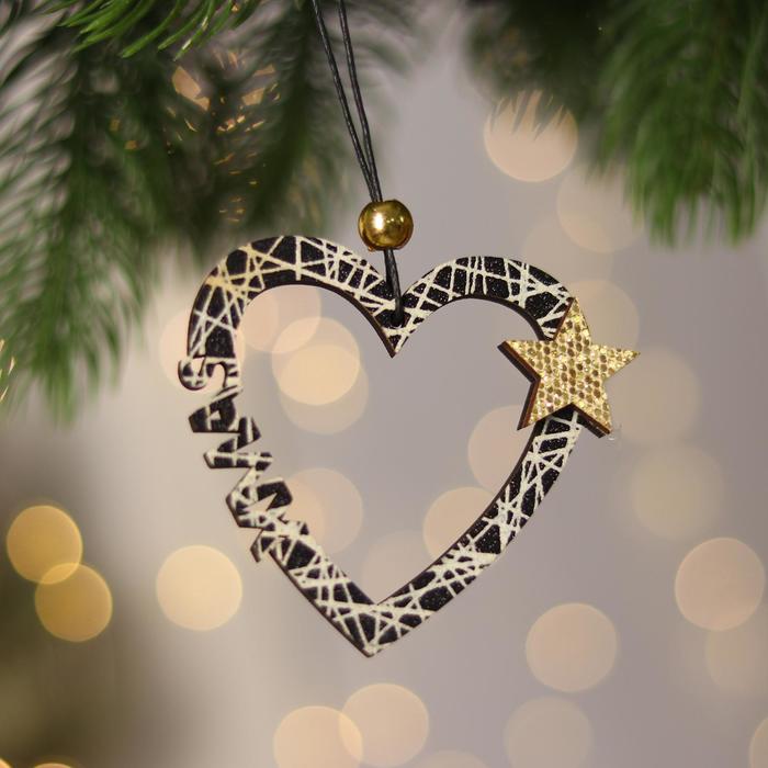 Декоративная подвеска «Сердце со звездой» 8×18 см - Фото 1