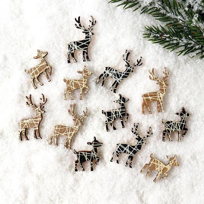 Новогодний декор «Олень», с подсветкой, 8×12.5 см, набор 12 шт. - Фото 1
