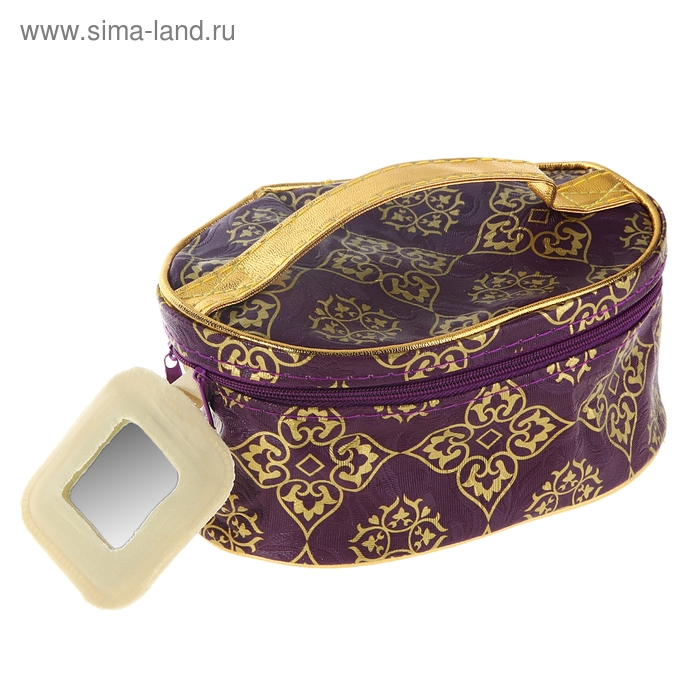 Косметичка-сундучок "Арабеска", 1 отдел, на молнии, зеркало, цвет фиолетовый - Фото 1