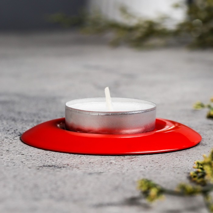 Подсвечник металл для чайной свечи, 7,5 см, красный - Фото 1