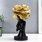 Сувенир полистоун "Девушка в шляпке в форме розы" чёрный с золотом 30х18х16 см - фото 21835550