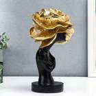 Сувенир полистоун "Девушка в шляпке в форме розы" чёрный с золотом 30х18х16 см - фото 21835551