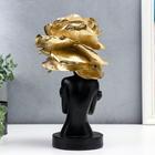 Сувенир полистоун "Девушка в шляпке в форме розы" чёрный с золотом 30х18х16 см - фото 21835552