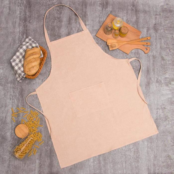 Фартук Этель «Классика» цвет бежевый 65×80 см, 100%пэ, велюр - Фото 1