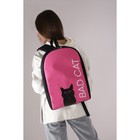 Рюкзак текстильный «Bad cat», 25х13х37 см, фуксия - фото 6467733