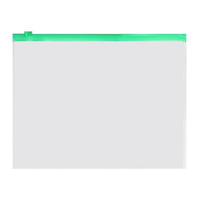 Папка-конверт на ZIP-молнии A5 150 мкм, Calligrata, прозрачная, зелёная молния