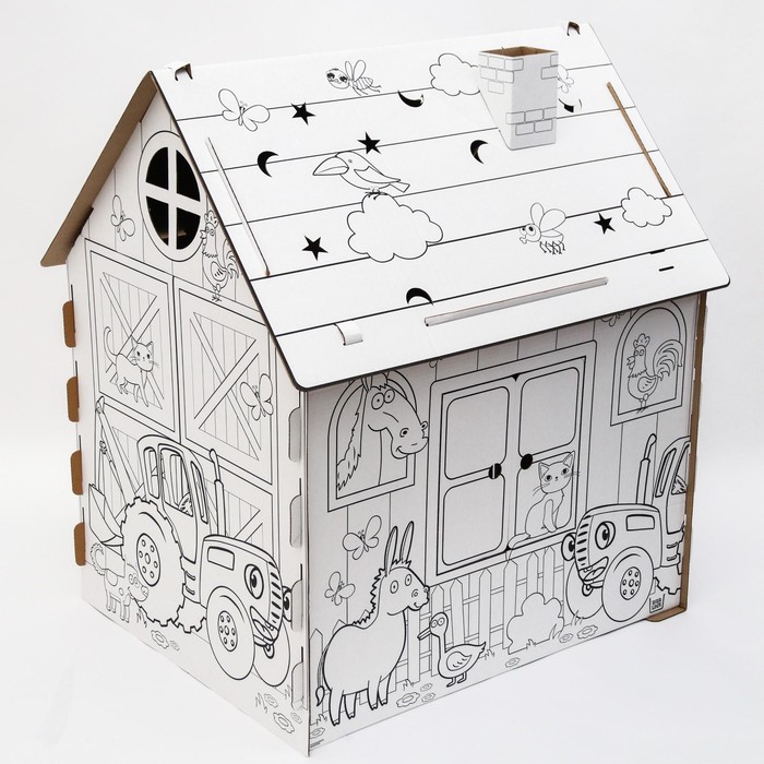 Набор для творчества «Дом-раскраска: Синий трактор», дом из картона - фото 1905845367