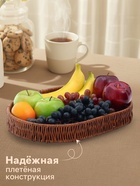 Корзинка для фруктов и хлеба Доляна «Огайо», 36×25×5 см, пластик, плетёная, овальная, коричневая - Фото 2