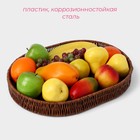 Корзинка для фруктов и хлеба Доляна «Огайо», 41×31×5 см, пластик, плетёная, овальная, коричневая - Фото 2