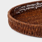 Корзинка для фруктов и хлеба Доляна «Огайо», 41×31×5 см, пластик, плетёная, овальная, коричневая - Фото 3