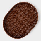 Корзинка для фруктов и хлеба Доляна «Огайо», 41×31×5 см, пластик, плетёная, овальная, коричневая - Фото 4