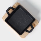 Сковорода «Ночь», 18.5×12.5×5.2 см, на деревянной подставке, чугун, чёрная - Фото 2