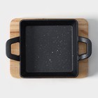 Сковорода «Ночь», 18.5×12.5×5.2 см, на деревянной подставке, чугун, чёрная - Фото 4