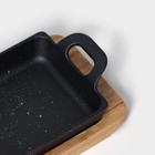 Сковорода чугунная «Ночь», 25×12×3 см, на деревянной подставке, индукция, цвет чёрный - Фото 3