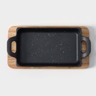 Сковорода чугунная «Ночь», 25×12×3 см, на деревянной подставке, индукция, цвет чёрный - Фото 5