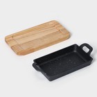 Сковорода чугунная «Ночь», 25×12×3 см, на деревянной подставке, индукция, цвет чёрный - Фото 7