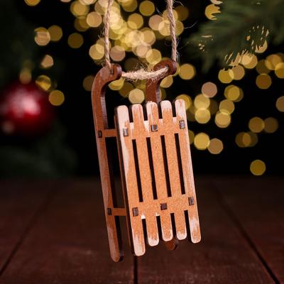 Ёлочное украшение «Салазки», 10×4.5×2.5 см, МДФ