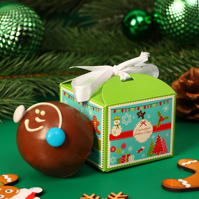 Фигурный шоколад "Бомбочка с маршмеллоу "Новый год: Счастливого года", молочный шоколад, 38 г ± 5 %