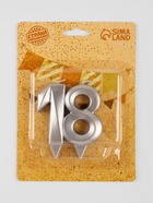 Свеча в торт «Грань», цифра 18, серебро - Фото 5