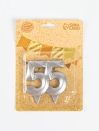 Свеча в торт юбилейная «Грань», цифра 55, серебро - Фото 3