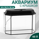 Аквариум «Панорамный» с крышкой, 60 л, 64×26.2×36 см, чёрный - Фото 1