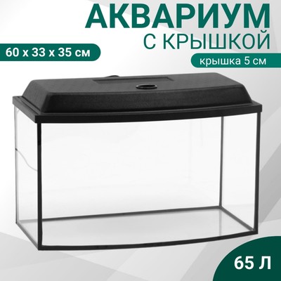 Аквариум «Телевизор» с крышкой, 65 л, 60×33×35/40 см, чёрный
