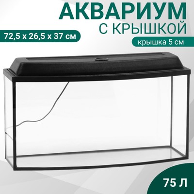 Аквариум «Телевизор» с крышкой, 75 литров, 72.5×26.5×37/42 см, чёрный