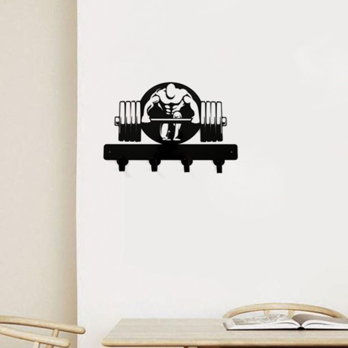 Крючки настенные «Бодибилдинг», ключница декоративная, панно, 25×15 см - Фото 1