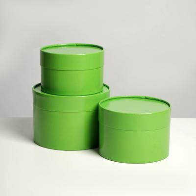 Набор шляпных коробок 3 в 1 салатовый, упаковка подарочная, 16 х 16 х 10 - 13 х 13 х 8.5 см