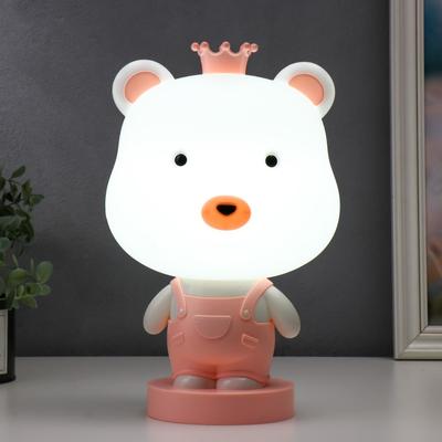 Настольная лампа "Мишка", 1х15Вт Е14, цвет розовый