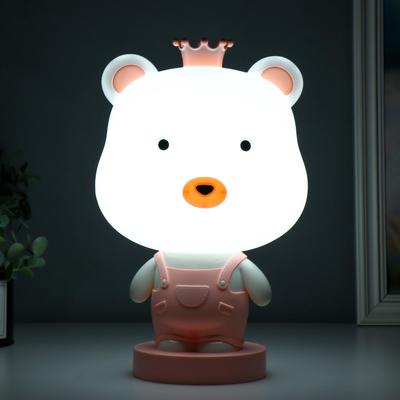 Настольная лампа "Мишка", 1х15Вт Е14, цвет розовый