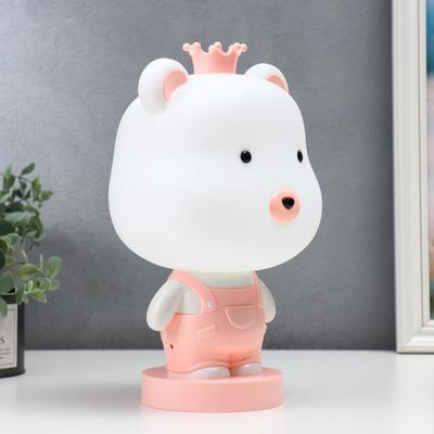 Настольная лампа "Мишка", 1х15Вт Е14, цвет розовый