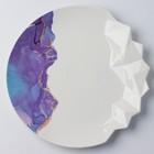 Блюдо керамическое для подачи «Мрамор», бело-синяя, 27 см, цвет белый - Фото 2