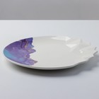 Блюдо керамическое для подачи «Мрамор», бело-синяя, 27 см, цвет белый - Фото 3
