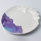 Блюдо керамическое для подачи «Мрамор», бело-синяя, 27 см, цвет белый - Фото 6