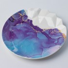 Блюдо керамическое для подачи «Мрамор», 17 см, цвет бело-синий - Фото 3
