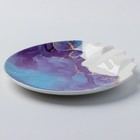 Блюдо керамическое для подачи «Мрамор», 17 см, цвет бело-синий - Фото 4