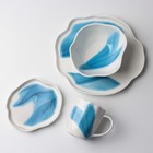 Тарелка керамическая неровный край «Разводы», 27 см, цвет бело-голубой - Фото 9