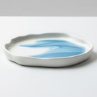 Тарелка керамическая неровный край «Разводы», 17 см, цвет бело-голубой - Фото 2