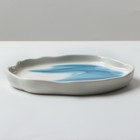 Тарелка керамическая неровный край «Разводы», 17 см, цвет бело-голубой - Фото 5