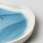 Тарелка керамическая неровный край «Разводы», 17 см, цвет бело-голубой - Фото 6
