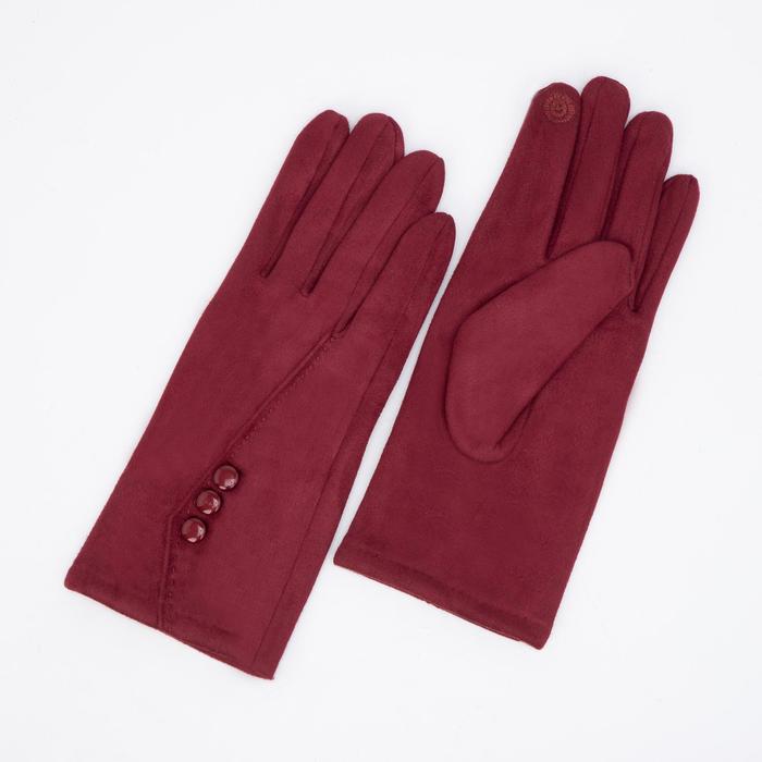 Перчатки женские, безразмерные, без утеплителя, цвет бордовый - Фото 1