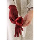 Перчатки женские, безразмерные, без утеплителя, цвет бордовый - Фото 3