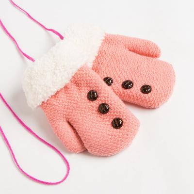 Варежки детские MINAKU с пуговичками, 15 размер (15 см), розовые
