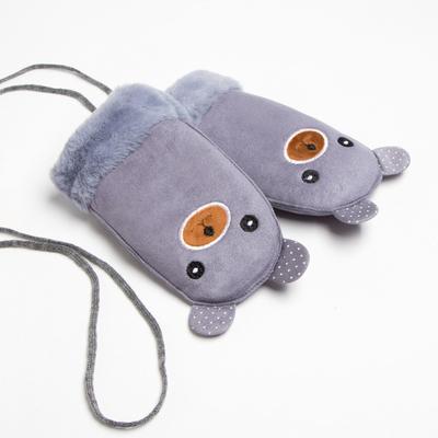 Варежки детские MINAKU с вышивкой, 18 см, серые