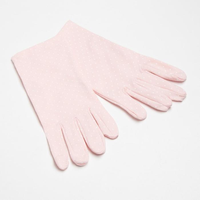 Перчатки женские MINAKU в горох, 22 см, цв. светло-розовый - Фото 1