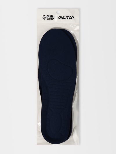 Стельки для обуви, универсальные, спортивные, р-р RU до 43 (р-р Пр-ля до 44), 27,5 см, пара, цвет тёмно-синий