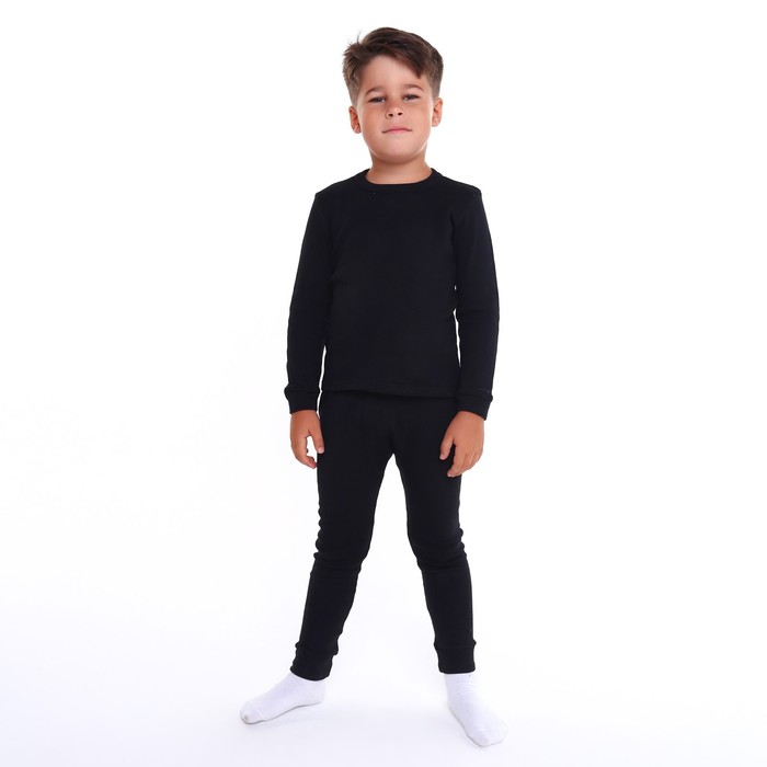 Термобельё детское (лонгслив, брюки), цвет чёрный, рост 128 см